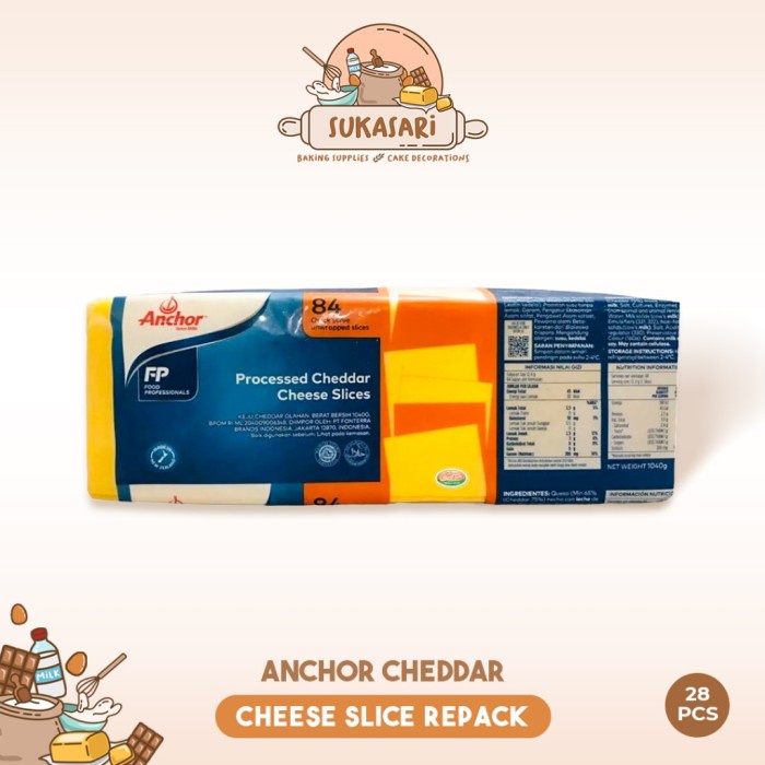 

(BestSeller) Sukasari - Anchor Cheddar Cheese 84 Slice, 28 Slice Repack / Keju Cheddar Slice Anchor