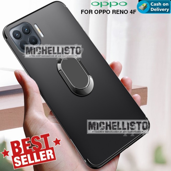 Case OPPO RENO 4F RING Magnetic Slim Matte Softcase Casing