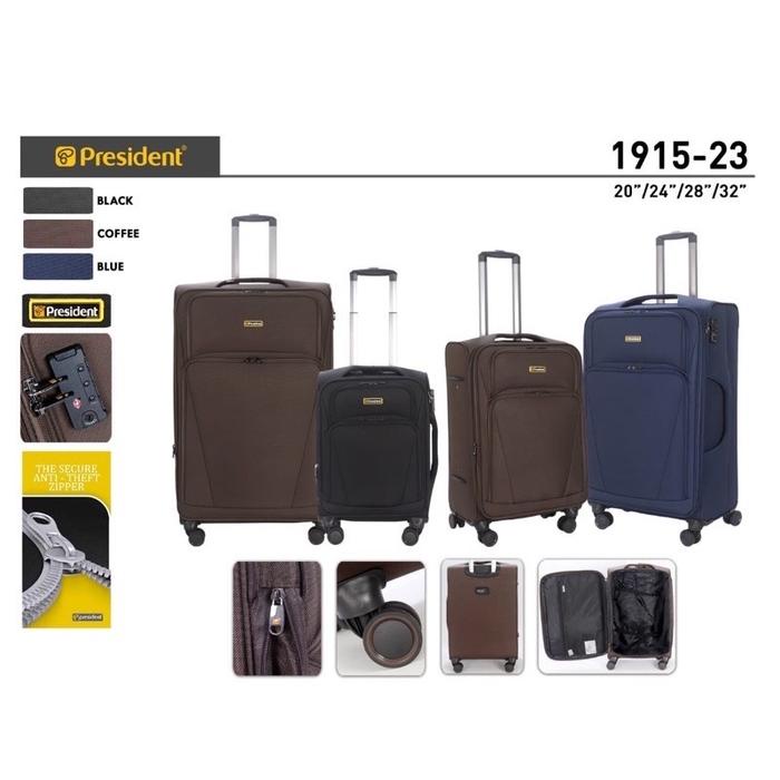 JTTOP" KOKO DENIS KOPER PRESIDENT KOPER KANVAS 20 INCH - 24 INCH TSA LOCK EXPANDING 4 RODA 360