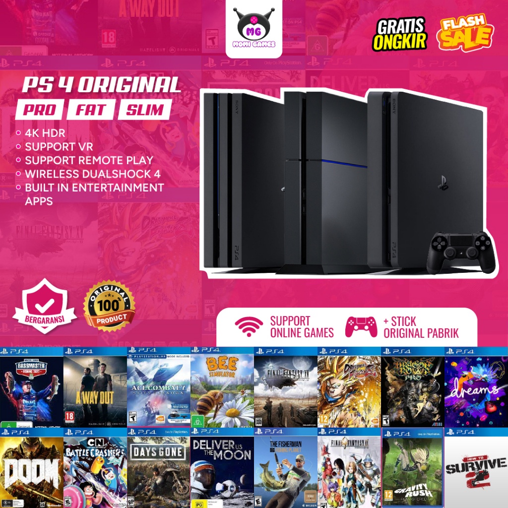 ELEKTRO11- PS4 Original Playstation 4 Second Slim Fat Pro Bundle Stick Original- Playstation 4 Sony