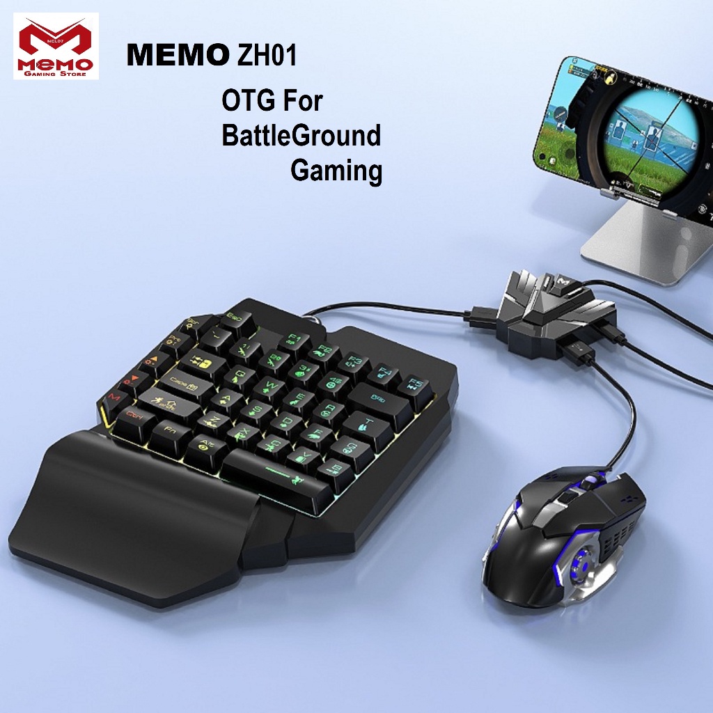ELEKTRO11- MEMO ZH01 OTG Converter Keyboard And Mouse Gaming RGB For Android Tablet