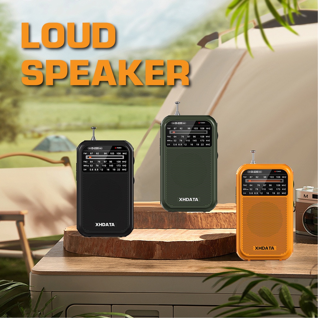 Xhdata D-220 Vintage Retro Radio Fm 1-2/Mw (9K/10K) /Sw 4 Bands Portable Pocket Radio High