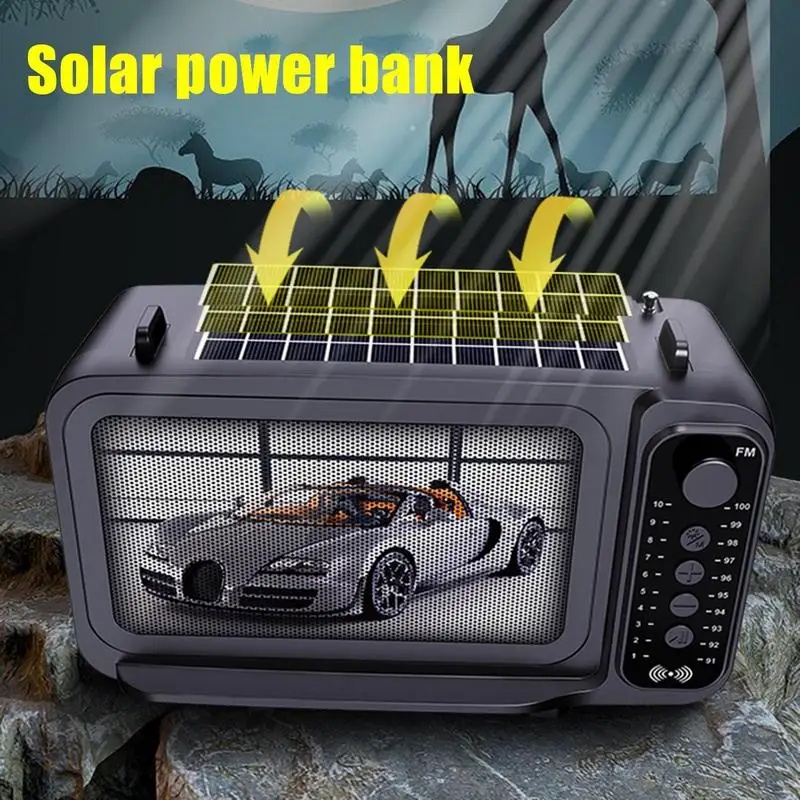 Wireless Radio Solar Flashlight Speaker Creative Tv Style Mini Speaker Multifunctional Bluetooth