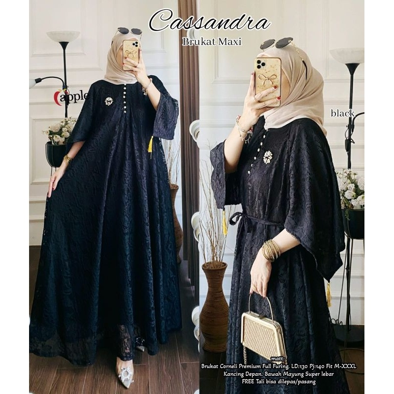 HOT PRODUCT COD SIAP KIRIM CASSANDRA kaftan gamis brokat ld 130 jumbo ori by apple.ADELIA TUNIK LD