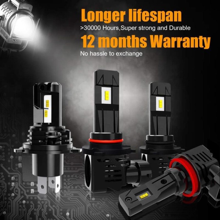 Lampu Mobil Motor LED Mini M3 H7 ZES 2PCS 5400 lumens 50 watt