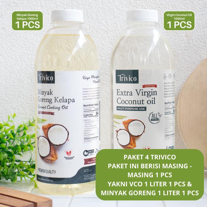 

TRIVCO PAKET 4 MINYAK GORENG 1 LITER DAN VIRGIN COCONUT OIL 1 LITER