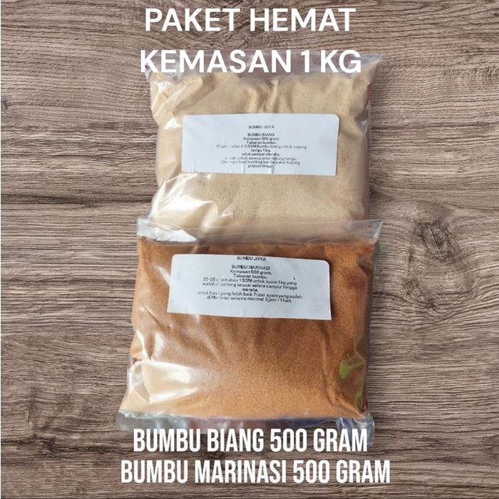 

Paket sepasang HEMAT 1 kg bumbu biang 500 gram dan bumbu marinasi 500 gram