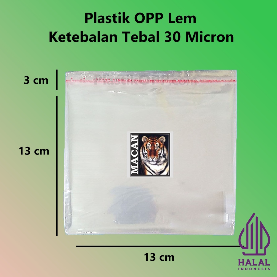 Plastik OPP 13x13 cm Lem Roti Kue Baju Undangan 30 Mic Tebal