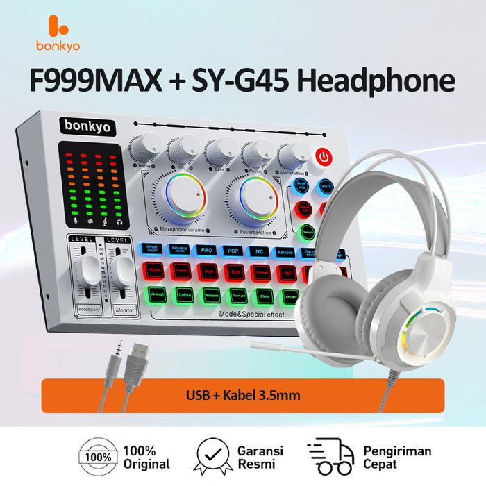 PREMIUM COD-Bonkyo F999MAX Sound Card Bluetooth Live SoundCard F999MAX Soundcard Audio Live Mixer