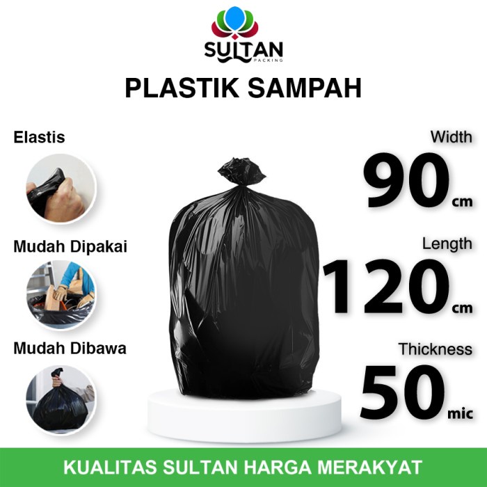 PREMIUM Plastik Sampah Hitam 90x120cm Jumbo Anti Bocor