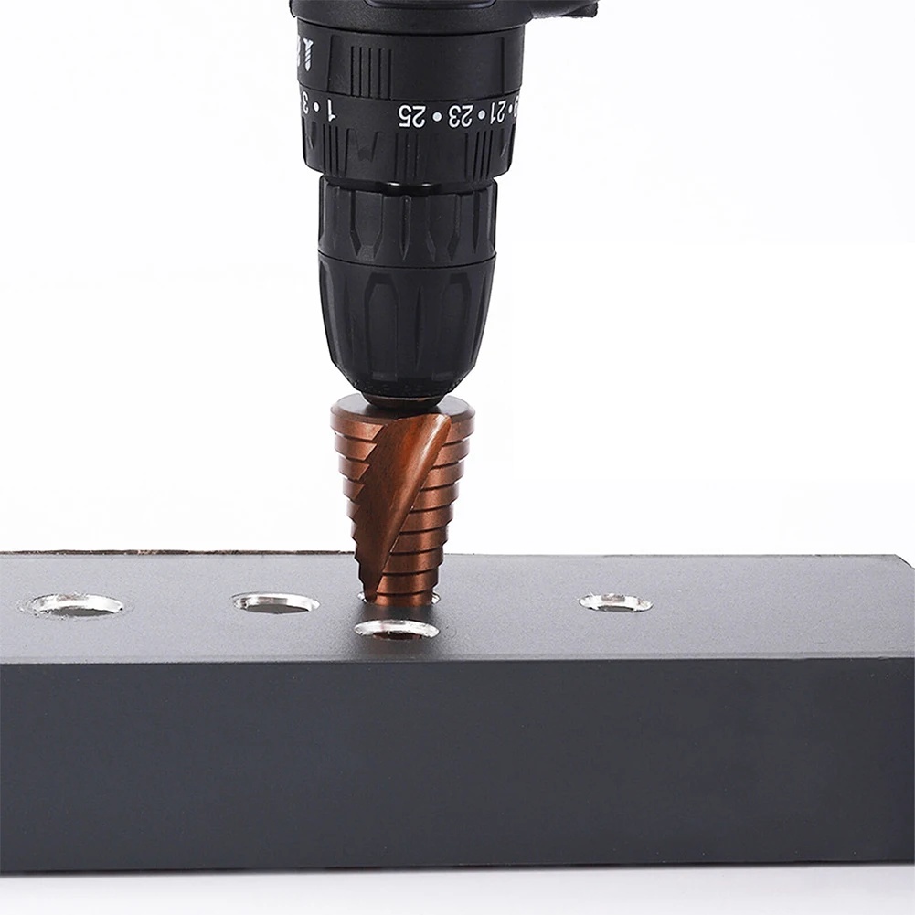 M35 HSS-Co Cobalt Step Drill Bit 3-13mm HSS-Co Cobalt Step Cone Drill Spiral Grooved Hex Shank Hole 