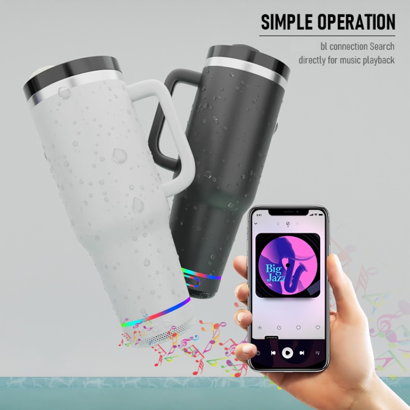 40Oz Speaker Cup Music Cup Speaker Water Bottle Speaker Stainless Steel Thermos Bottle With Lid