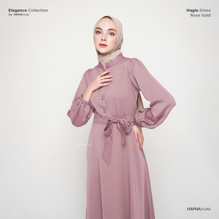 Hot Sale Hayna Hagia Dress (Rose Gold) - Dress Kondangan Daily Dress Busui Friendly Gamis Wanita