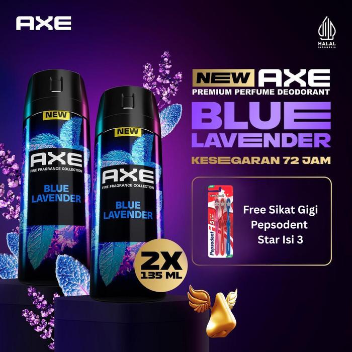 [FREE PEPSODENT 5 STAR MP3] BUY 2 AXE SPRAY BLUE LAVENDER 135ML PROMO