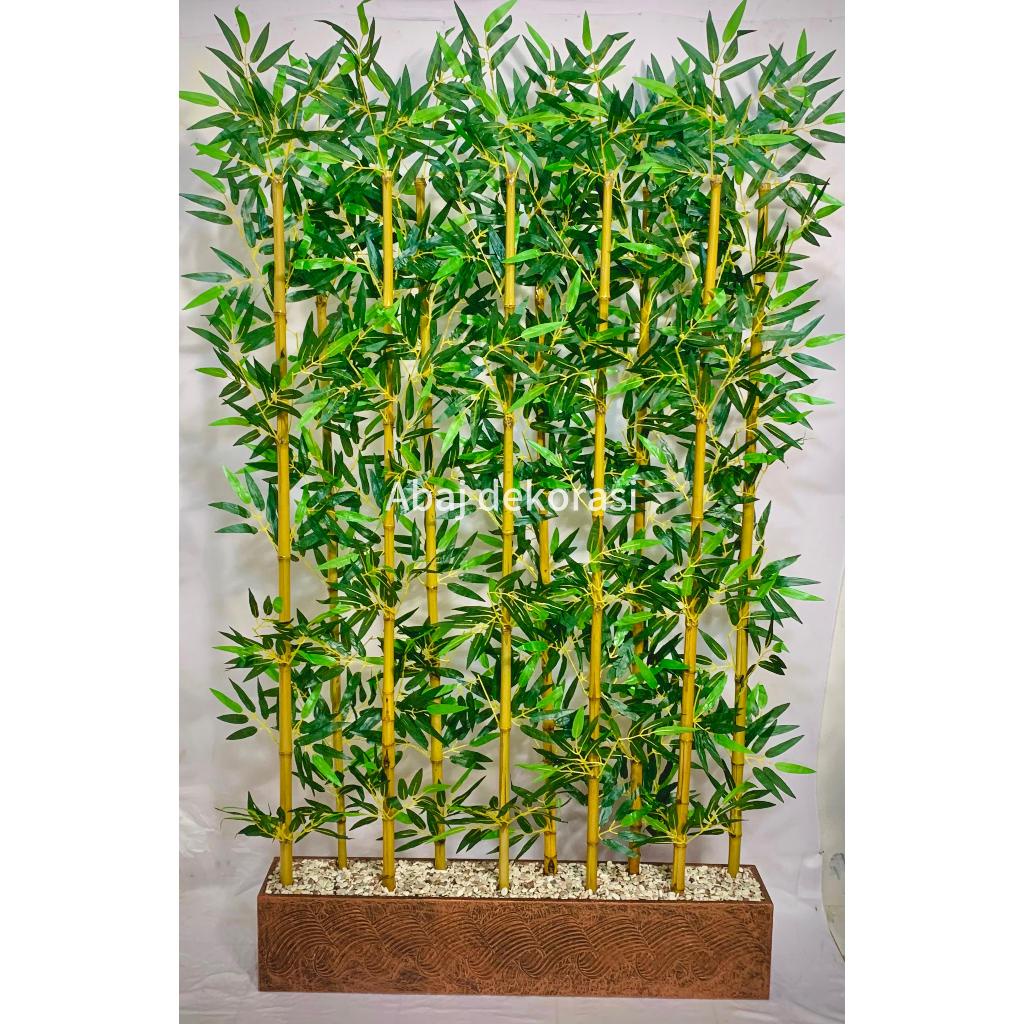 partisi pembatas ruangan tirai penyekat lemari rak sekat 2muka dekorasi bambu partisi 170cm Partisi