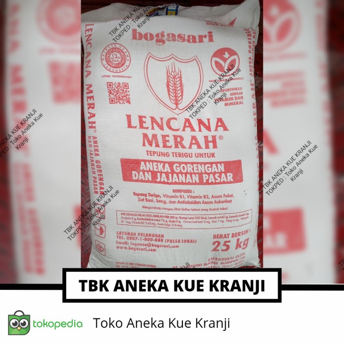 

lencana merah tepung terigu 25 kg bogasari 1 bal sak kemasan