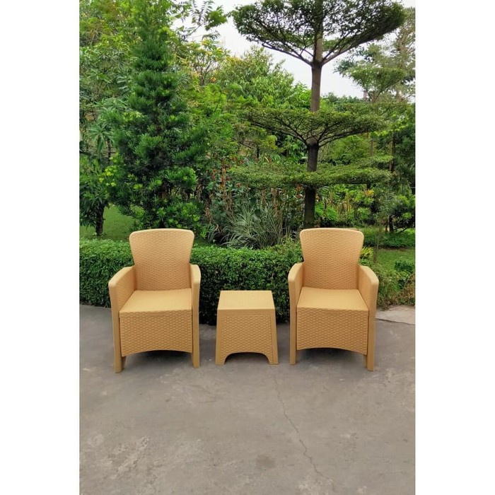 Terbaru Set Kursi + Meja Teras Plastik Motif Rotan Akr Akako