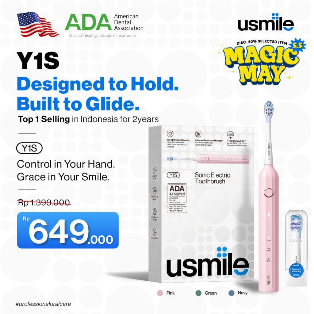 usmile Y1S Sonic Electric Toothbrush Roman Column Design Rechargeable for Beginners Sikat Gigi