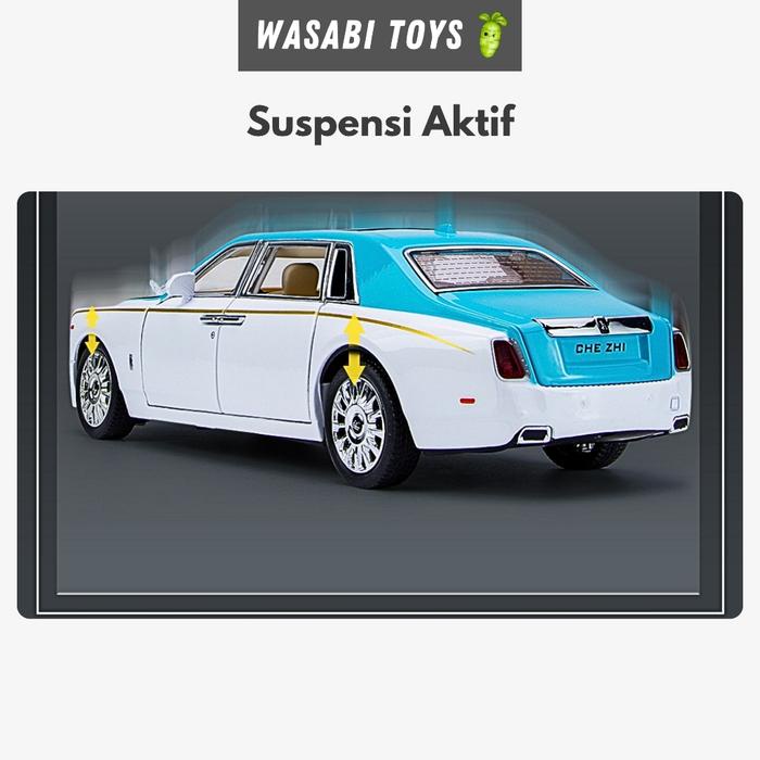 Diecast 1:24 Rolls Royce Phantom Miniatur Mobil (Dengan Lampu, Suara, Suspensi, Aksesoris Payung)