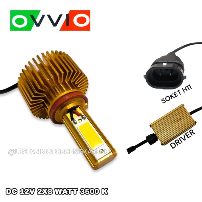 OVVIO LED LAMPU MOBIL H11 FOGLAMP HEADLAMP 3500K TERANG