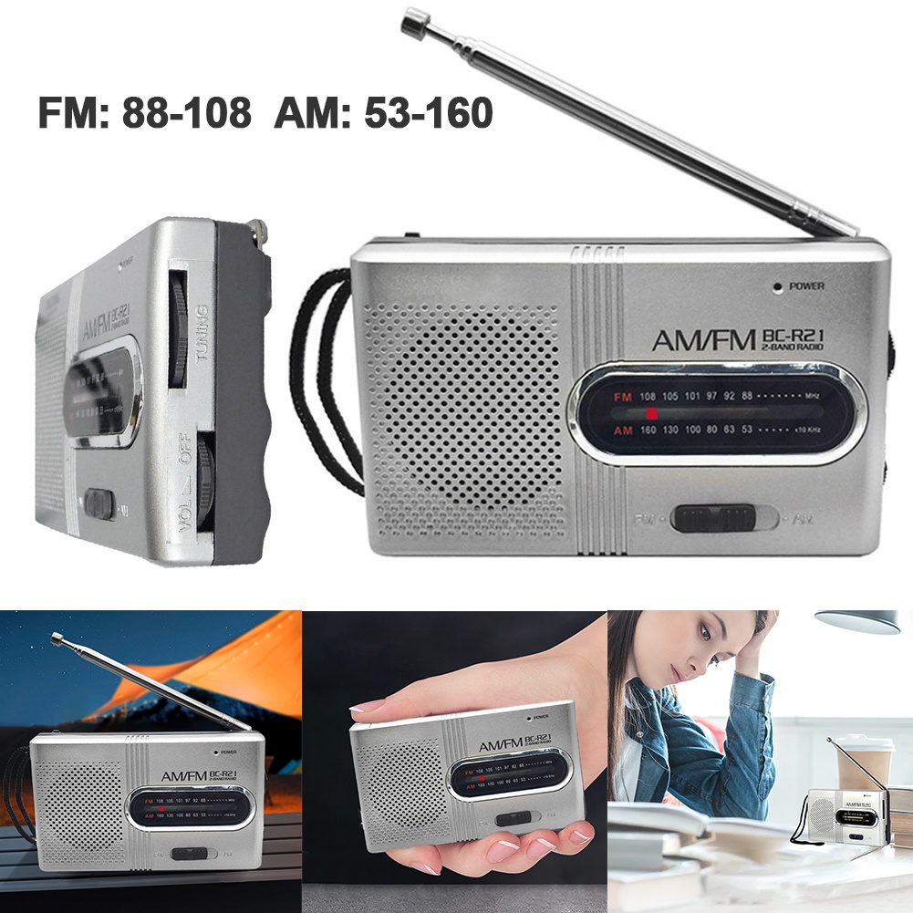 Dual Band AM FM Radio Battery Operated Radio with Telescopic Antenna BC-R21 Portable Stereo Radio Bu