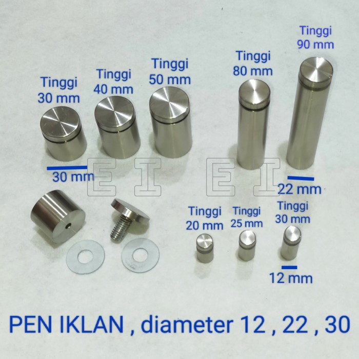 

TERPERCAYA Pen Iklan Baut Iklan Akrilik Kaca Stainless Diameter 12mm, 22mm, 30mm