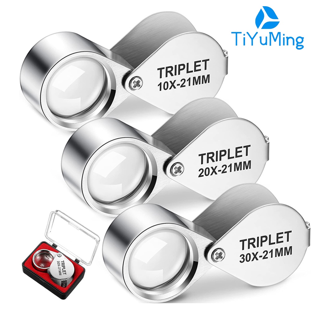 3PCS/Set Jewelers Eye Loupe 10X 20X 30X Pocket Jewelry Loupe Jewelers Eye Magnifying Glass Magnifier