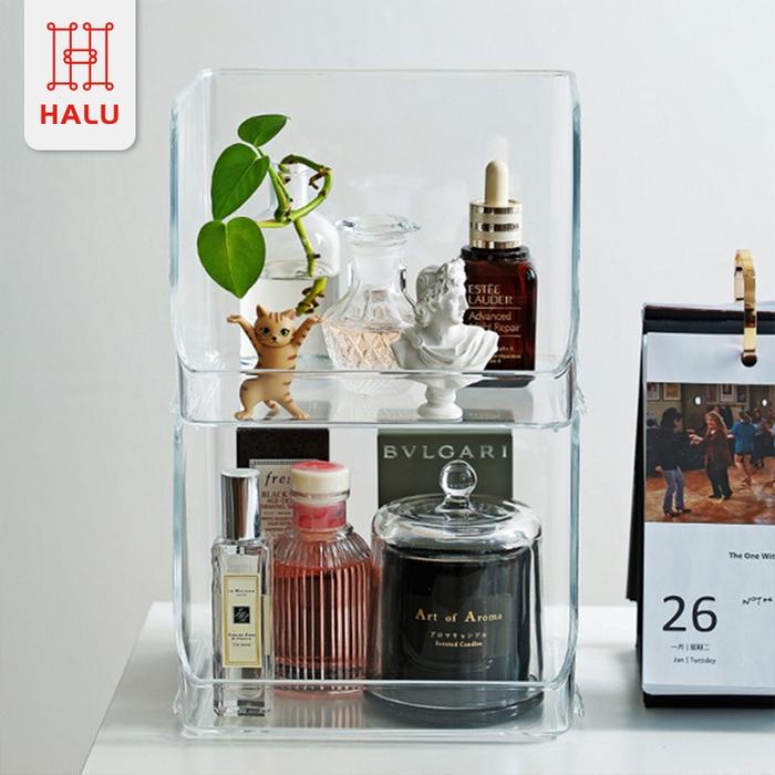 

BERGARANSI Halu Rak Makeup Skincare Parfum Multifungsi Kotak Penyimpanan Susun Akrilik Rak kosmetik