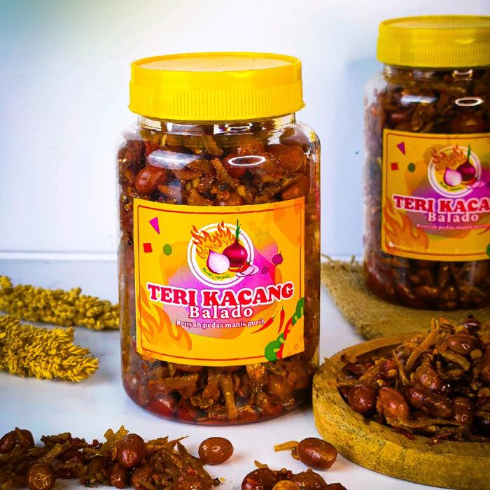 

Teri Kacang Balado Mindo nyok22 160gr Toples Ikan Food Manis