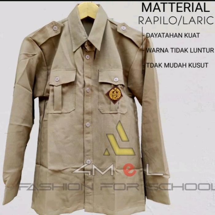 JTTOP" BAJU PRAMUKA LAKI LAKI LENGAN PANJANG AMEL UNIFORM KAIN RAPILO ATAU LARICHI PRIA COKLAT