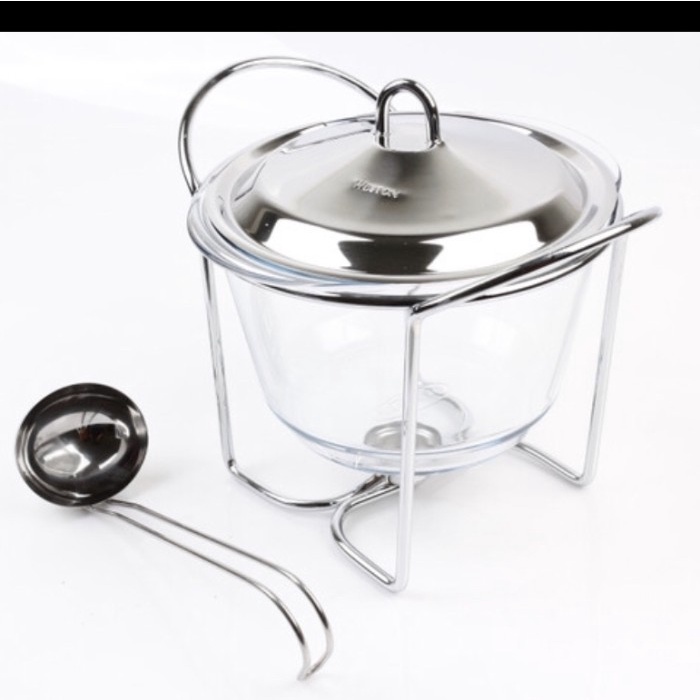 Prasmanan soup kaca Chafing dish stainless steel Pyrex 4.0 L
