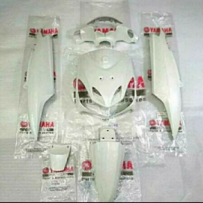 TOP COVER BODY PAKET FULL SET BODY HALUS MIO SMILE PUTIH ORIGINAL YAMAHA -