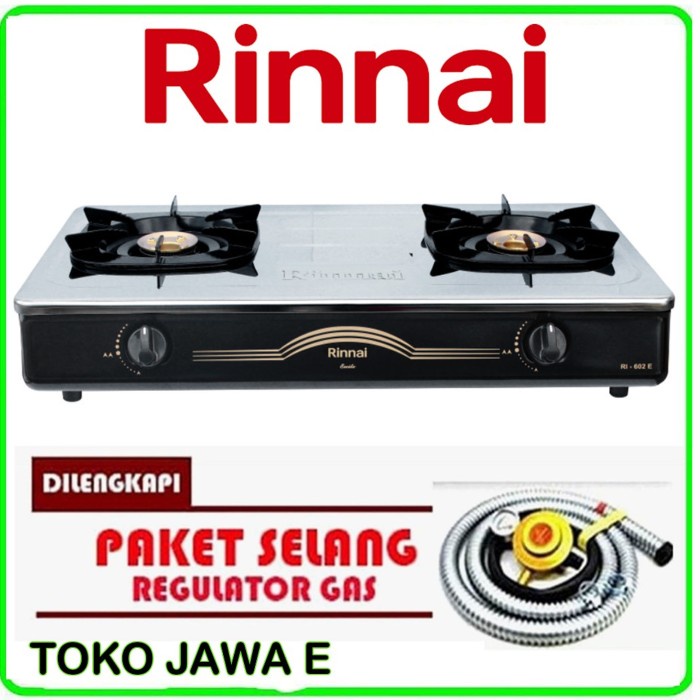 RINNAI 602E KOMPOR GAS (STENLIES BODY ATAS BISA BUKA TUTUP)