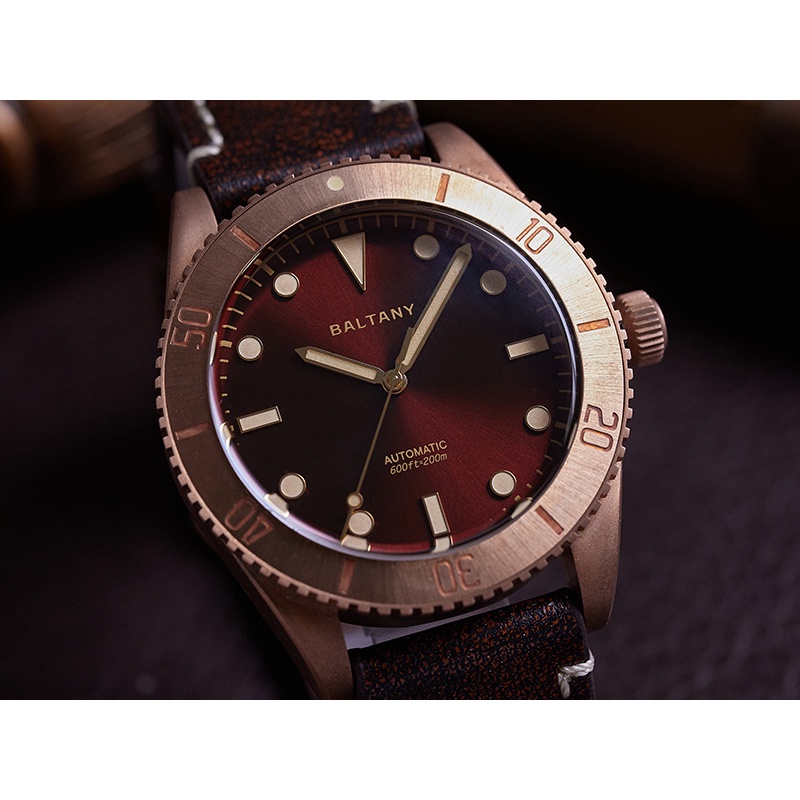 Baltany Bronze Diving Watch Nh38 Men'S Automatic Mechanical Watch Sapphire Stainless Steel