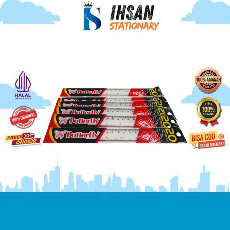 

Penggaris Plastik Butterfly 20cm Isi 12 Pcs (1 Lusin)