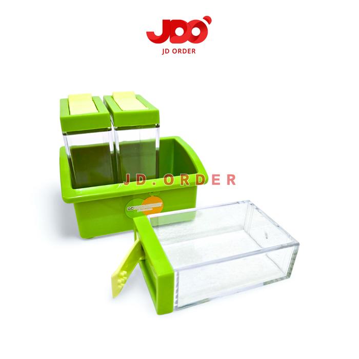 

DISKON Tempat Bumbu Kotak Akrilik Sekat Golden Sunkist TM-1127-3/5 Hijau Plastik BPA Free