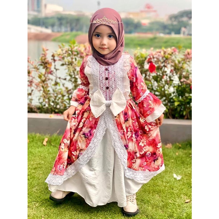 Gamis Elizabeth 1-4y/ Gamis Lebaran Anak Vintage Baju Muslim