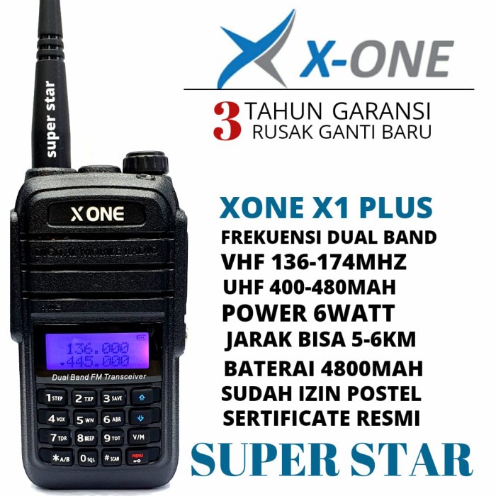 JTTOP" WALKIE TALKIE HT X ONE UV X1 PLUS 6WATT DUAL BAND
