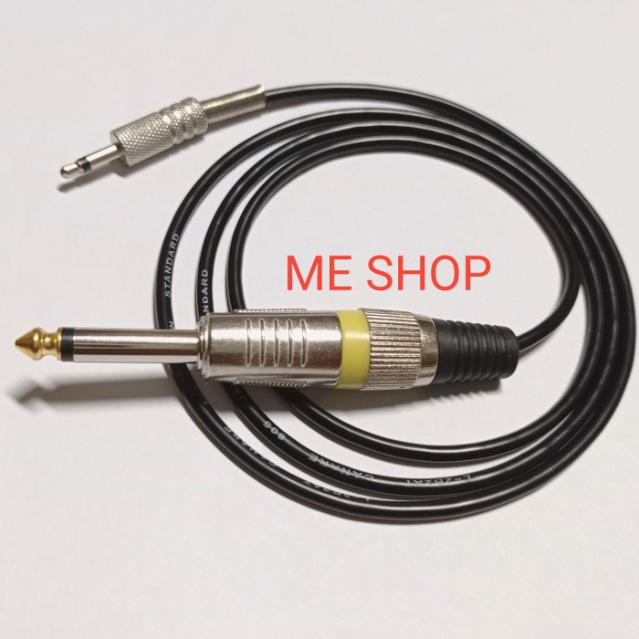KABEL JACK GITAR 6.5MM MONO TO JACK AUX 3.5MM MONO