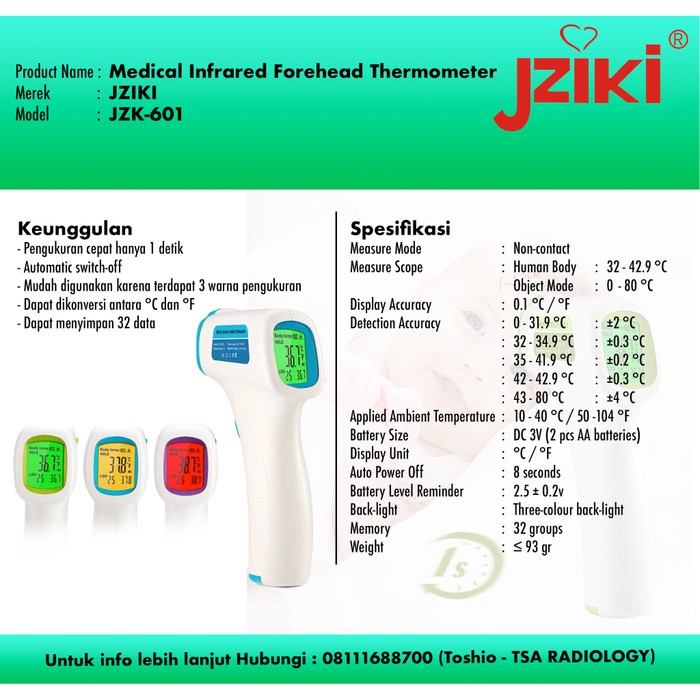 Ready Thermometer Infrared Alat Pengukur Suhu Tubuh JZIKI