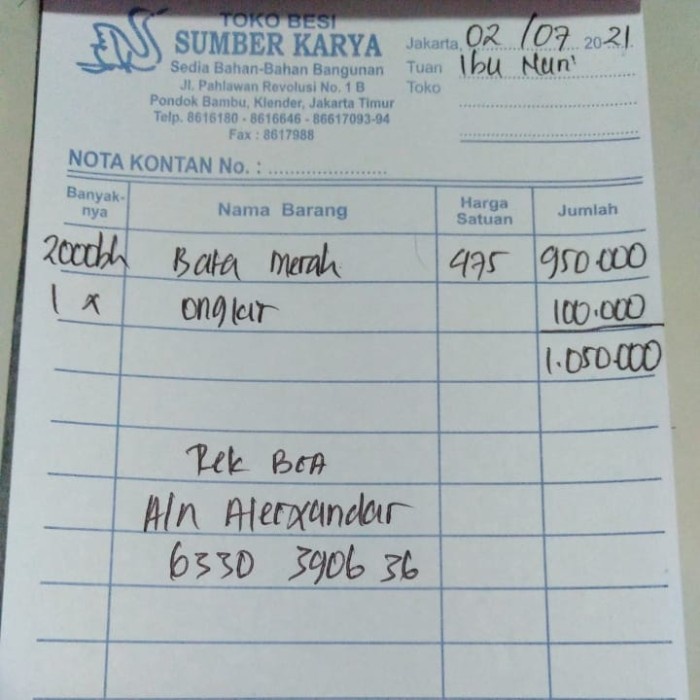 

Nota Ibu Nuri 02 Juli 2021