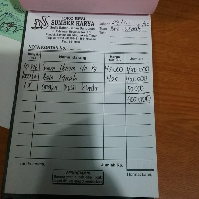 

HOT SALE! Nota Bpk Widodo 29 Januari 2020