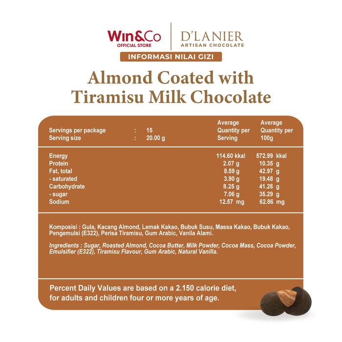 

BARANG TERLARIS D'Lanier Almond Tiramisu with Milk Chocolate - 300g (Large Jar)