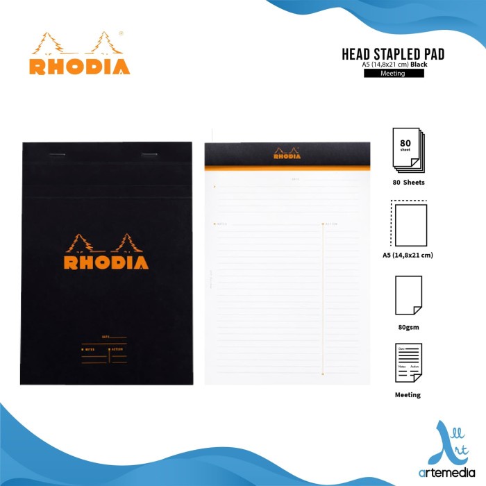 

BARANG TERLARIS Buku Catatan Rhodia A5 Head Stapled Meeting Pad N16 Notepad