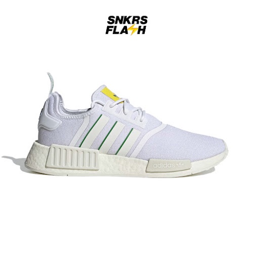 ADIDAS Nmd R1 Cloud White Green Sepatu Sneakers Unisex - GX9885 - Size 44.7