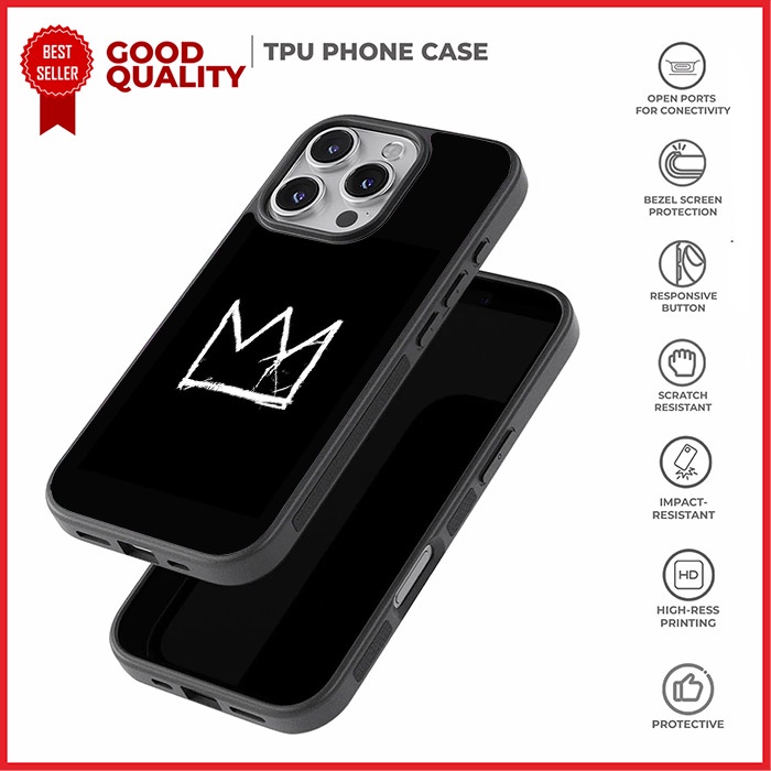 Case Casing iPhone 16 15 14 13 12 11 XR SE 4 Pro Max Mini Plus Basquiat AH0204 Custom N3