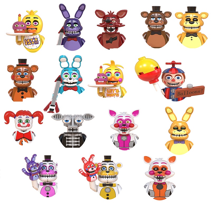 Game Character Cartoon Building Block Midnight Thriller Nightmare Chica Bonnie Fox Bonnie Bear Mini
