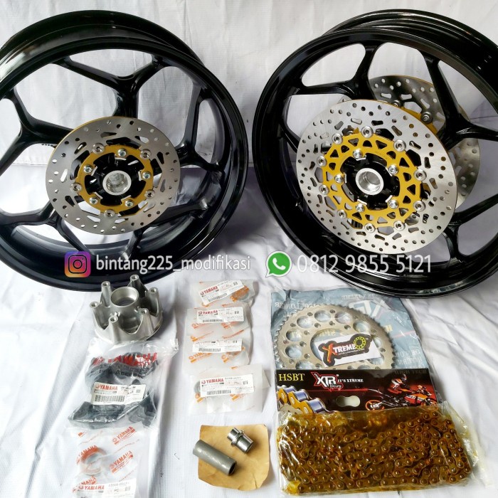 Velg Axio R15 V3 Vixion R MT15 double disk depan tapak lebar hitam