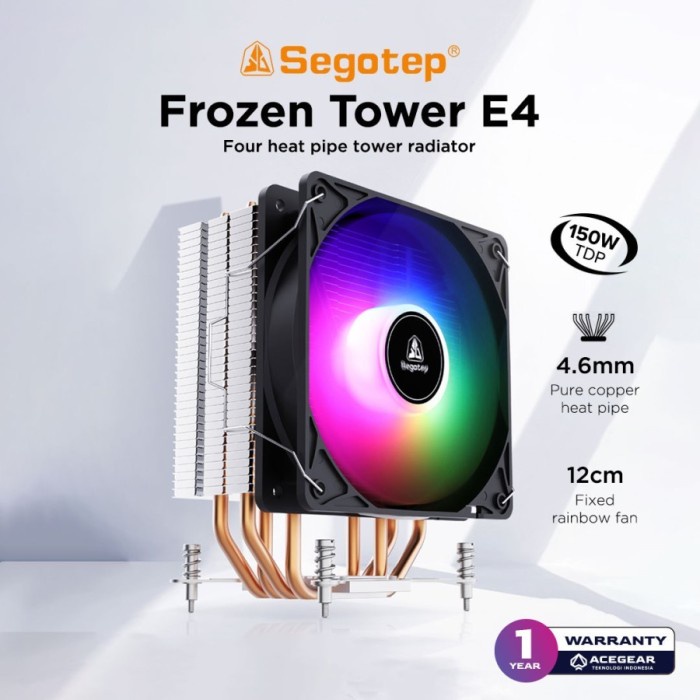 Ready Segotep Frozen Tower E4 FRGB - Single Tower Air CPU Cooler I HSF