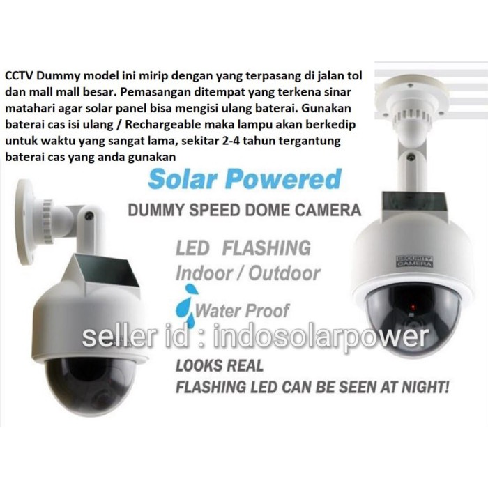 CCTV dummy palsu Outdoor putih solar power tenaga surya matahari